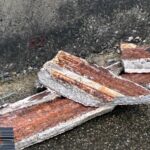 緊急対応、地震による外壁落下現場へ駆け